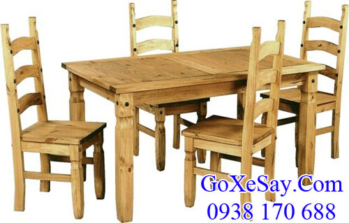 bộ bàn ghế làm từ gỗ thông (pine) nhập khẩu