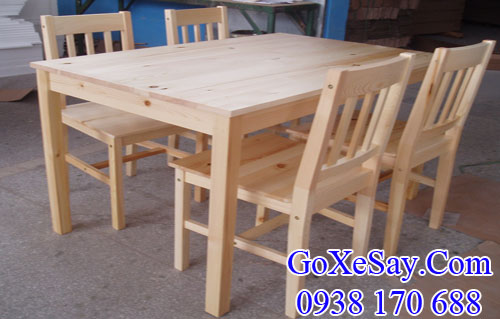 gỗ pine làm bàn ghế